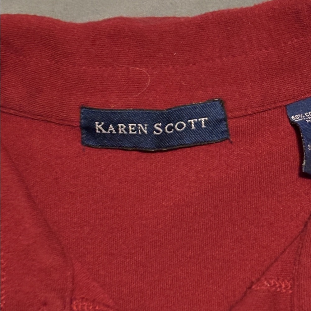 Karen Scott Sleeveless Button Down Shirt, Size L - Picture 2 of 7